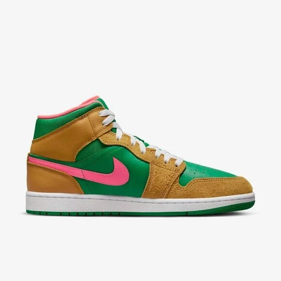 Nike Air Jordan 1 Mid SE DX4332-700 Sneakers Men's Chutney Green Lifestyle Shoes